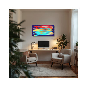 Blue Red Gold Abstract Art Stretched Canvas Print