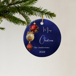 Blue red gold baubles Christmas Ceramic Tree Decoration