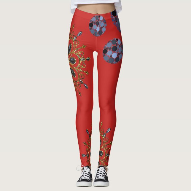 blue red gold long leggings (Front)