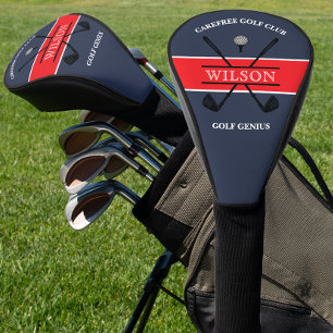 Blue Red Golf Club Logo Name Head Cover