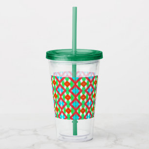 Blue, red green Spring/Easter diamond Acrylic Tumbler