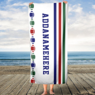 Blue Red Green Stripes Football Custom Bath Towel