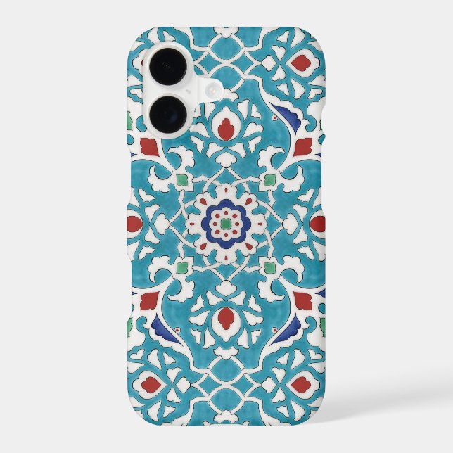 Blue Red Green White Portuguese Azulejo Pattern iPhone Case (Back)