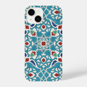 Blue Red Green White Portuguese Azulejo Pattern iPhone 14 Case