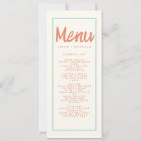 Blue Red Handwriting Typography Retro Wedding Menu