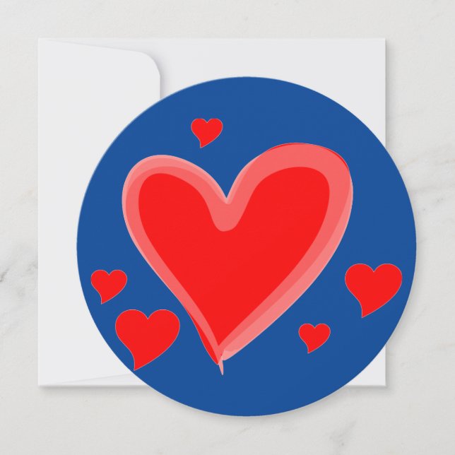 blue red hearts valentines day wedding invitation (Front)