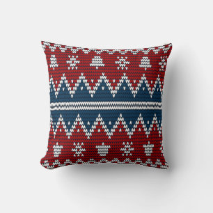 Blue Red knit pattern  Cushion