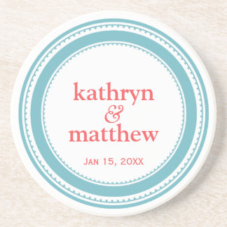 Blue red modern medallion round commemorative coaster