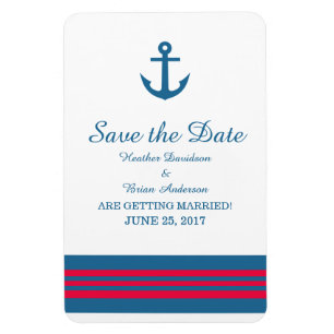 Blue Red Nautical Anchor Save the Date Magnet