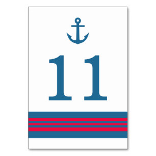 Blue Red Nautical Anchor Table Card