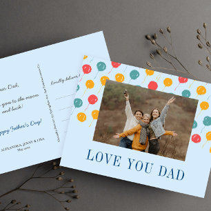 Blue red orange balloons custom photo Father's Day Holiday Postcard