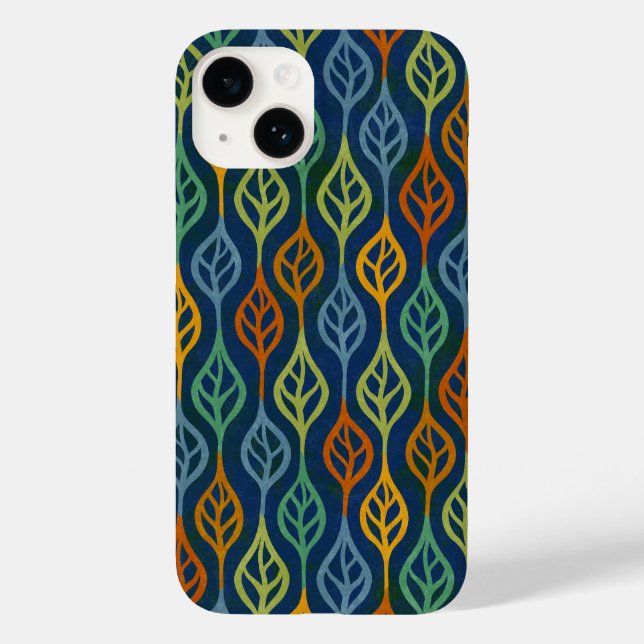 Blue Red Orange Green Teal Fall Leaves Pattern Case-Mate iPhone Case (Back)