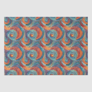 Blue Red Orange Swirl Tissue Paper
