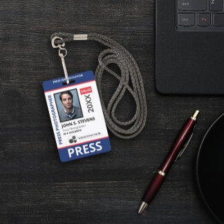 Blue Red Photo & Logo Press ID ID Badge