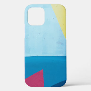 Blue, red, pink, and yellow abstract painting iPhone 12 case