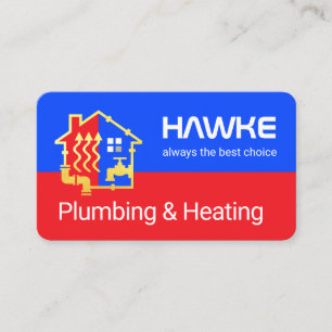 Blue Red Plumbing Heating Pipe Frame Business Card