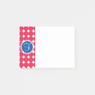 Blue & Red Polka Dot Monogram Post-it Notes