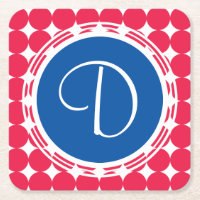 Blue & Red Polka Dot Monogram