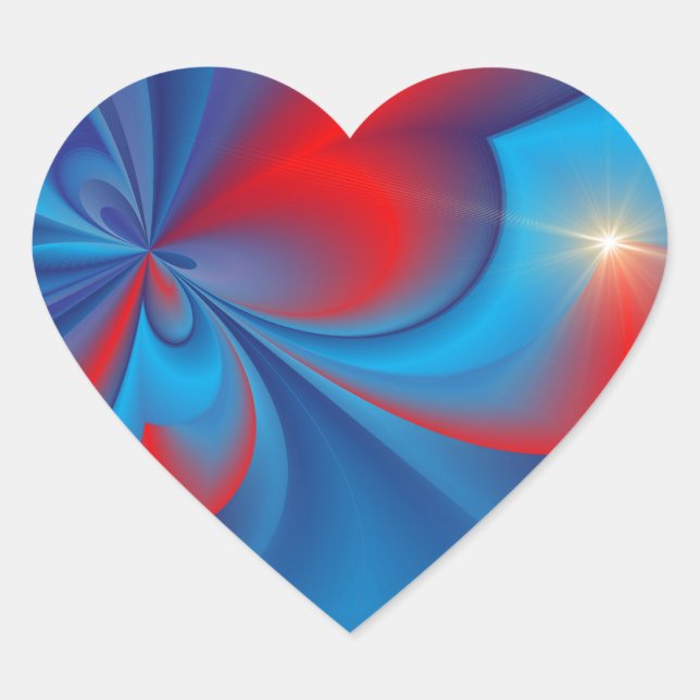 Blue-Red Rays Heart Sticker (Front)