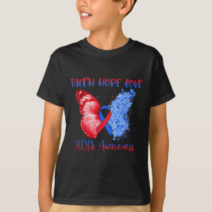 Blue Red Ribbon Butterfly Faith Hope Love Hlhs Awa T-Shirt
