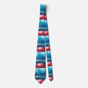 Blue red sea tie