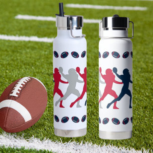 Blue,Red,&Silver Patriot Football Player figure Water Bottle
