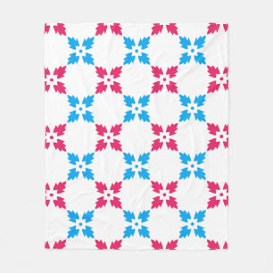 Blue Red Snowflake Cross Leaf Flower Pattern Fleece Blanket