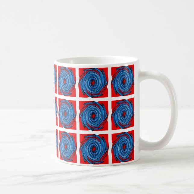 Blue Red Swirl Abstract Pattern Coffee Mug (Right)