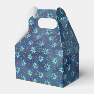 Blue Red Teal Christmas Snowflakes Pattern Favour Box