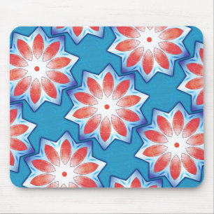 Blue red ten stub star kaleidoscope in soft shiny mouse pad