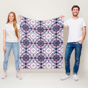 Blue & Red Tie Dye Pattern Fleece Blanket