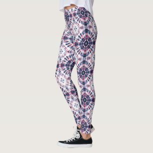 Blue & Red Tie Dye Pattern Leggings