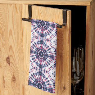 Blue & Red Tie Dye Pattern Tea Towel
