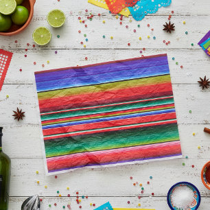 Blue Red Traditional Fiesta Mexican Blanket Tissue Paper