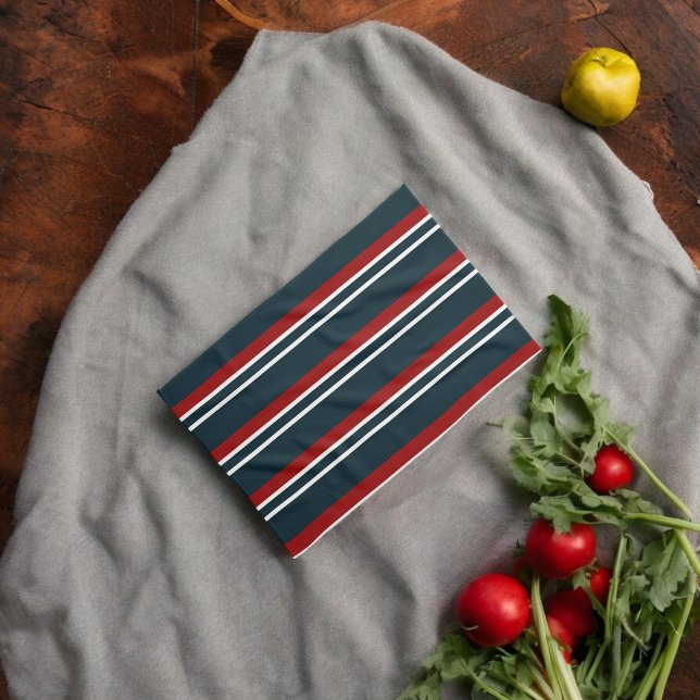 Blue Red uniform Stripes Tea Towel (Kitchen Towel)