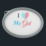 Blue red watercolor heart I love my girl name Belt Buckle<br><div class="desc">For lovers like us</div>