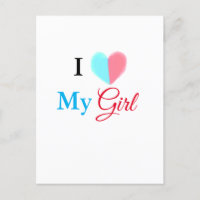 Blue red watercolor heart I love my girl name