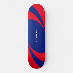 Blue & red wavy lines skateboard