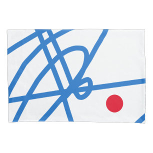 Blue Red White Abstract Art Pillowcase
