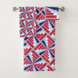 Blue Red White Bath Towel Set
