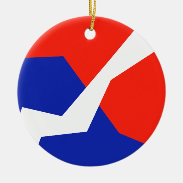 Blue Red White Flag Colours Ceramic Tree Decoration (Front)