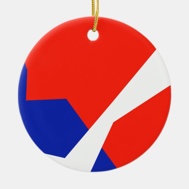 Blue Red White Flag Colours Ceramic Tree Decoration (Front)