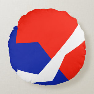 Blue Red White Flag Colours Round Cushion