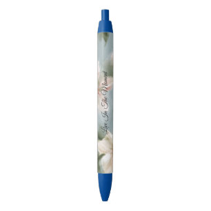 Blue Red White Flowers Moment Black Ink Pen