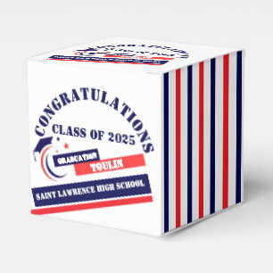 Blue Red White Graduation 2025 Custom Party  Favour Box