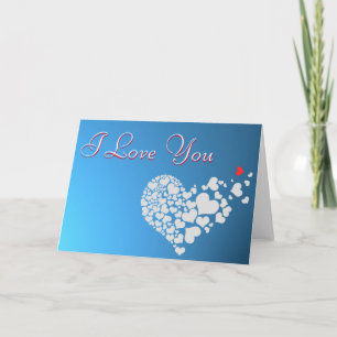 Blue Red White Heart I love you Holiday Card