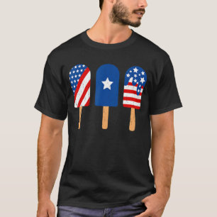 Blue Red White Ice Cream American Flag Funny 4th O T-Shirt