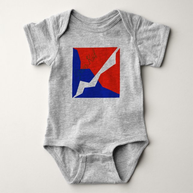 Blue Red White Item Baby Bodysuit (Front)