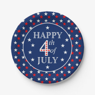 Blue Red White Stars Paper Plate