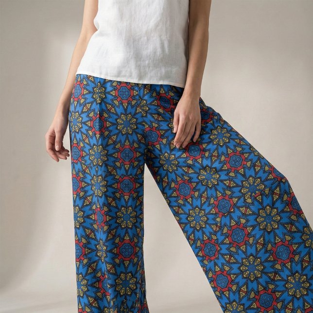 Blue Red Yellow African Tribal Ethnic Pattern Fabric (Creator Uploaded)